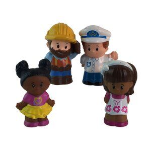 Fisher Price Little People Toy Figures Lot of 4 Construction Worker Boat Captain